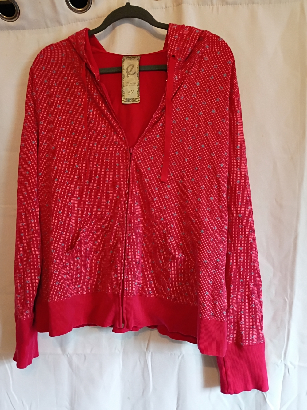 Red Zip-Up Hoodie Sweatshirt  Size 3x